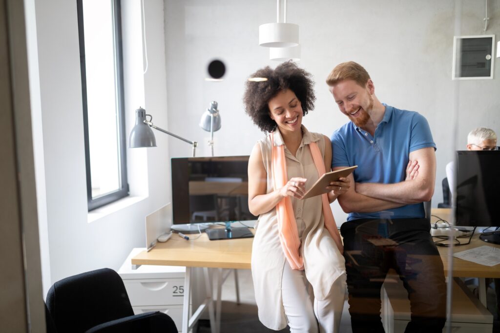 Business people good teamwork in office. Teamwork successful meeting workplace concept